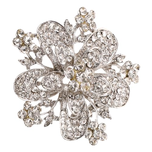 Silberne Brosche, Anstecknadel mit Kristallen, Strass-Brosche, Anstecknadel for Damen, modische Anstecknadel, Ornamente for Hochzeitskleid-Dekoration von EQEQE