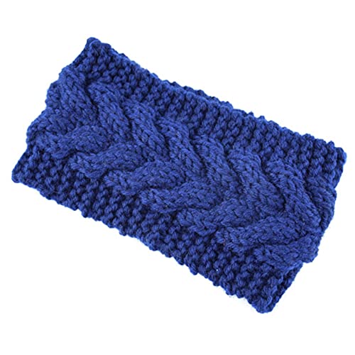 Stirnbänder for Damen, 2 Stück, Woll-Stirnband, breit, trendig, hautfreundlich, reine Farbe, gedrehtes Haarband for Zuhause, Schwarz(Navy Blue) von EQEQE