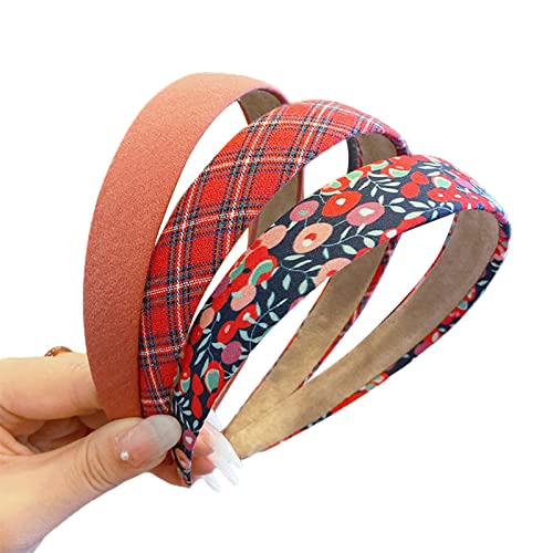 Stirnbänder for Damen, 3-teilig/Set, Blumendruck, einfarbig, rutschfeste Kopfbedeckung, Haarspange, Haar-Accessoires for den täglichen Gebrauch(Wine Red) von EQEQE