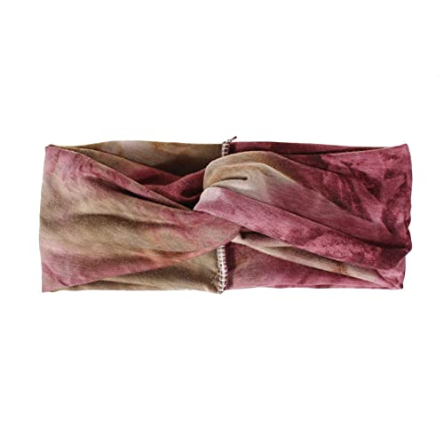 Stirnbänder for Damen, Bohemian-Stil, Batikmuster, elastisch, geknotet, breites Stirnband, Haarband, Turban, Rot von EQEQE