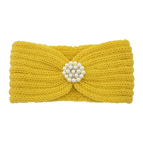 Stirnbänder for Damen, elegantes Strick-Stirnband mit Perlen, Ohrenwärmer, Strick-Haarbänder, breiter Turban, Kopftuch(E) von EQEQE