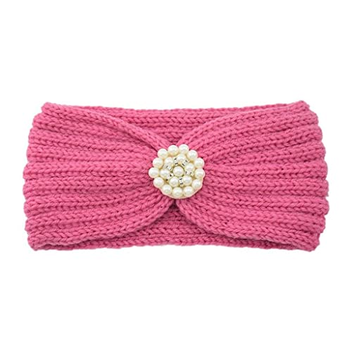 Stirnbänder for Damen, elegantes Strick-Stirnband mit Perlen, Ohrenwärmer, Strick-Haarbänder, breiter Turban, Kopftuch(Z) von EQEQE
