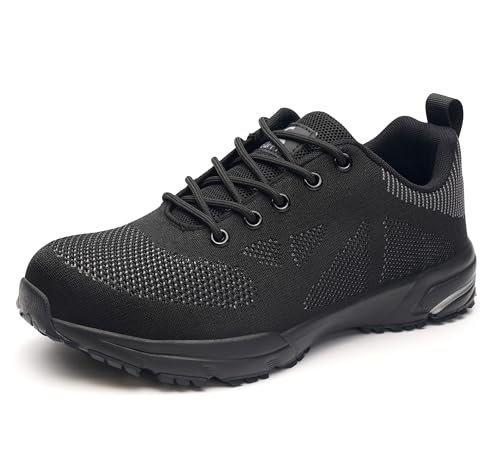 EQFPY Unisex-Erwachsene Arbeitsschuhe - Schwarz - Alle Jahreszeiten - Industrie & Bau - Schnürschuh - Mesh - Moderate Dämpfung - Wandern - Erwachsene (Männer & Frauen) Outdoor Enthusiasten & Sportler von EQFPY