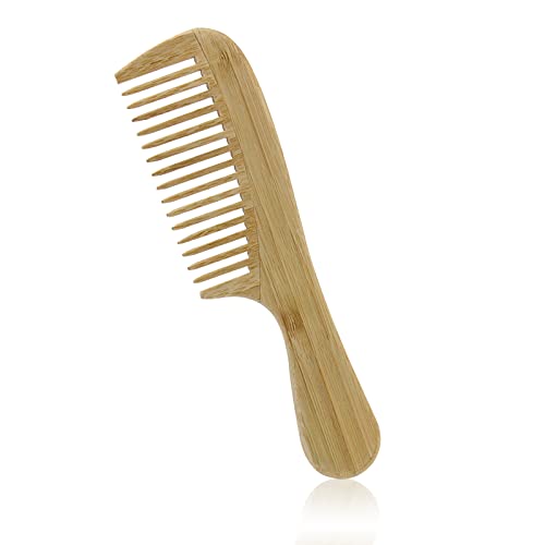 Breiter Zahnkamm, Natur Bamboo Comb Lockenkamm Grob Breiter Kamm Locken Leichter Detangler Kamm für Frauen Männer Gerade Lockiges Welliges Dickes Haar (3mm Zahnbreite) von EQLEF