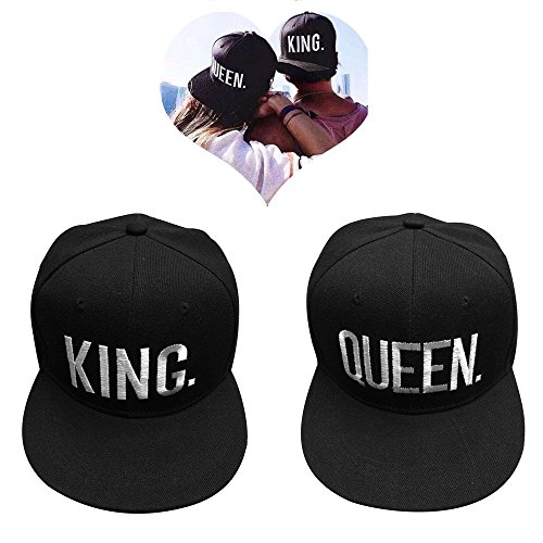 Buchstabe Baseballcap,Baseballmütze für Liebespaar Paare Bestickte Rapper Cap Buchstabe Druck KING & QUEEN bestickt- 2 Stück von EQLEF