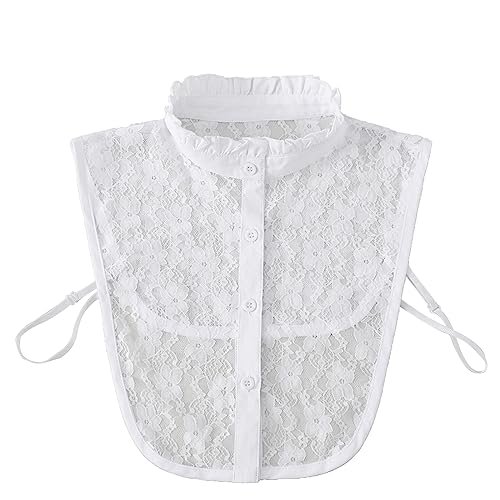EQLEF® Damen Kragen Abnehmbare Hälfte Shirt Bluse Spitze - Sweet and Stylish - Weiß von EQLEF