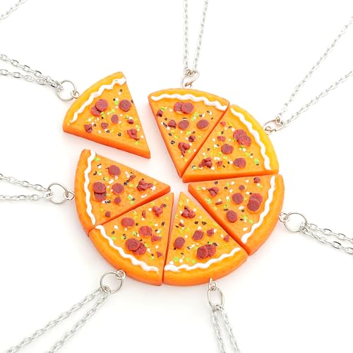 EQLEF® Sieben Stitching Freundschaft Pizza Lovers Halskette Freund Lovers Halskette Sets von EQLEF