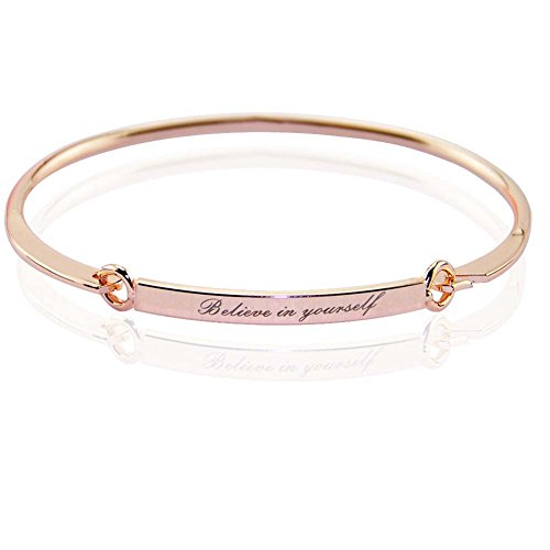 EQLEF Armband Glauben Sie an Sich Armband Armreif hübsches Armband Geschenk für kleine Mädchen, Freundin oder Frau (Roségold) von EQLEF