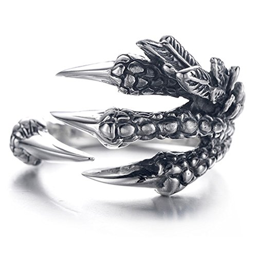 EQLEF Dragon Claws Ring, Herren Gothic Ring Wild Alondra Ring Drachen Herrenring (A) von EQLEF