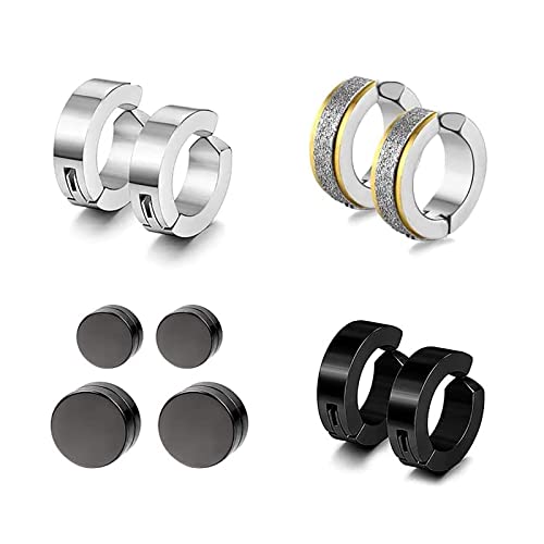 EQLEF Fakepircings Ohrklemme Männer Magnetische Ohrringe Punk Clip auf Ohrringe Unisex Edelstahl Ohrstecker Knorpel Ohrring Manschette für Männer und Frauen - 5 Paare von EQLEF