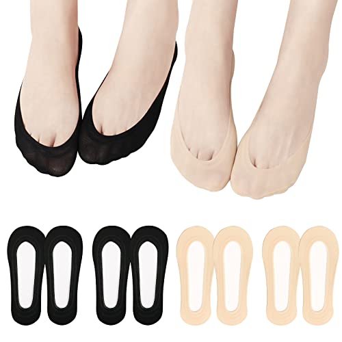 Füßlinge Damen, Ballerina Socken Damen Rutschfeste Invisible Socks Sneaker Socken Unsichtbare Sockn für Hohe Absätze Bootsschuhe (DE/NL/SE/PL, Numerisch, 39, 42, Regular, Regular, Schwarz+Nackt) von EQLEF
