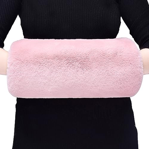 Handmuff Damen, Rosa Hand Warmer Muff Winter Arm Warmers Dicken Muffs mit weichem Pelz Futter Weiche Handgelenkwärmer Geschenk für Mädchen Frauen Schwester Mutter und Oma (35*20cm/13.7*7.8inch) von EQLEF