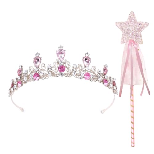 Prinzessin Tiara für Mädchen, tiara Kinder und Zauberstab Set Prinzessin Krone Mädchen Verkleiden sich Haarschmuck Mädchen Haarschmuck Geburtstag Tiara Geschenk für Mädchen 3-12 Jahre von EQLEF