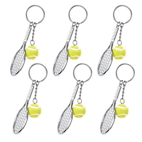 EQLEF Schlüsselanhänger Metall Tennis Schläger Schlüsselring Keychain Tennisball (6 Pcs) von EQLEF