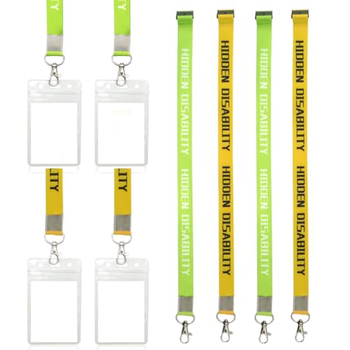 Schlüsselband Verstecktes für Behindert, Neck Lanyard Straps und transparenter wasserdichter Namensschildhalter für Schlüssel ID Card Plane Ticket (4Pack) von EQLEF