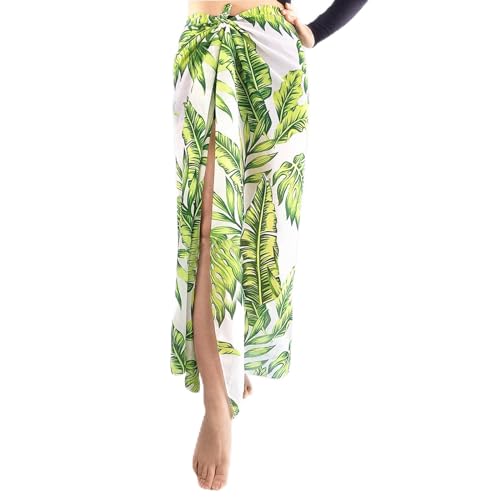 Strandtuch Damen Chiffon, Long Beach Wrap Blatt Printed Bikini Sarong Wrap Chiffon Bikini Coverup Rock Schwimmen für Reise Schwimmen Sommer Urlaub Strand Pool von EQLEF