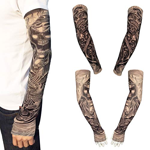 EQLEF Tattoo ärmel Männer, Soft Fake Temporäre Tätowierung Ärmel Cover Arm Strümpfe Sonnencreme Ärmel für Kostüm und Sport (Schwarz) von EQLEF