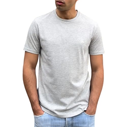 T-Shirt Herren Rundhals, Slim Fit, Grau Meliert, Größe XXL T-Shirt Herren Rundhals, Slim Fit, Grau Meliert, Größe XXL von EQQEN