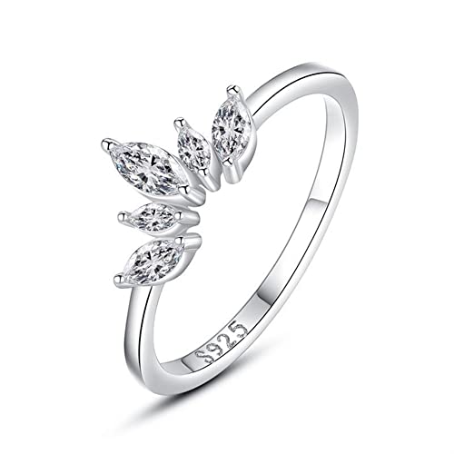 EQQHJL Ringe, Damenringe aus 925er Silber, Ringe Zierlicher, Trendiger S925-Silber-Prinzessin-Kronen-Ring mit eingelegten künstlichen Edelsteinen, Party for Damen (Color : Silver_8) von EQQHJL