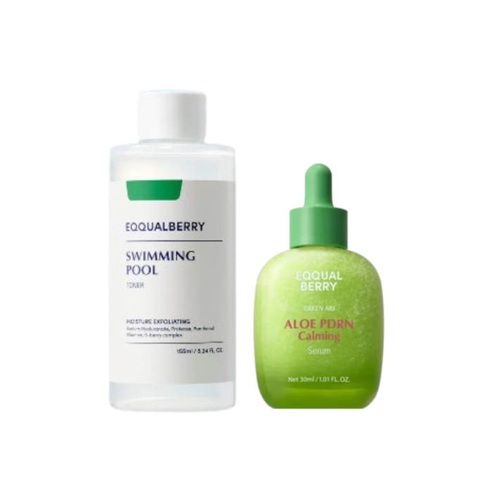EQQUALBERRY - Swimming Pool Daily Facial Toner - 155ml (1ea) + Aloe PDRN Calming Serum - 30ml (1ea) Set von EQQUALBERRY