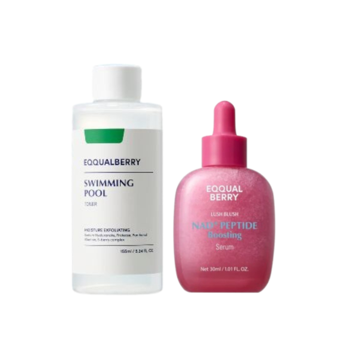 EQQUALBERRY - Swimming Pool Daily Facial Toner - 155ml (1ea) + NAD+ Peptide Boosting Serum - 30ml (1ea) Set von EQQUALBERRY