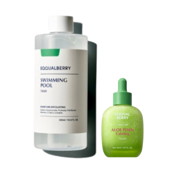 EQQUALBERRY - Swimming Pool Daily Facial Toner - 300ml (1ea) + Aloe PDRN Calming Serum - 30ml (1ea) Set von EQQUALBERRY