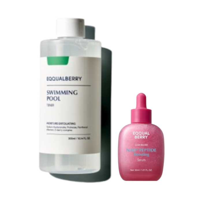 EQQUALBERRY - Swimming Pool Daily Facial Toner - 300ml (1ea) + NAD+ Peptide Boosting Serum - 30ml (1ea) Set von EQQUALBERRY