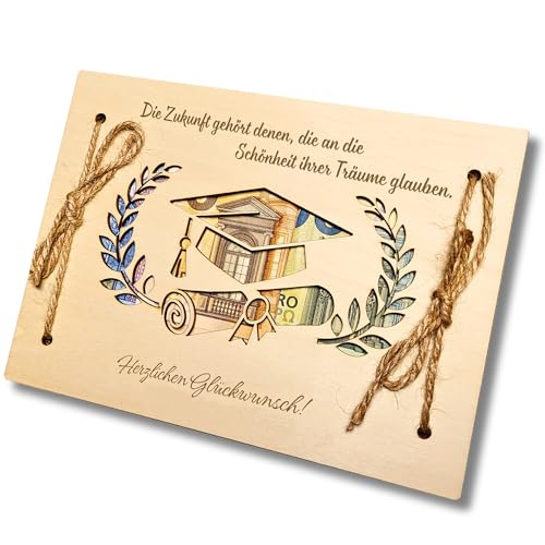 Geldgeschenk Abschluss, Abitur | Bestandene Prüfung Geschenk | Master, Doktor, Abi Geschenk, Geldverpackung | Geldgeschenk aus Holz (Graduierung) von EQUIK PRODUCTS