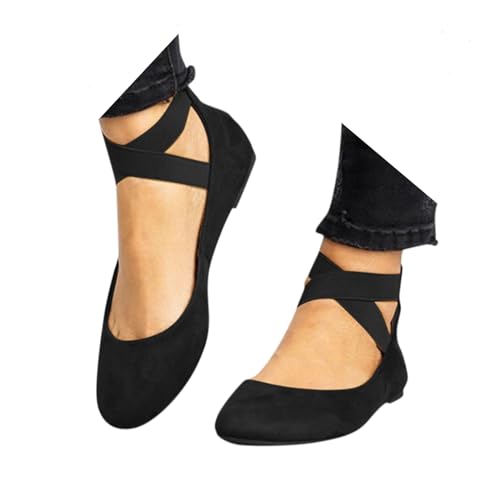 EQWIGKEIT Damen Ballerina Bequeme Tanzschuhe Ballerinas Slip On Freizeitschuhe mit Komfort Ballet Schuhe Flat Flache für Klassische Sommerschuhe Weich Brautschuhe von EQWIGKEIT
