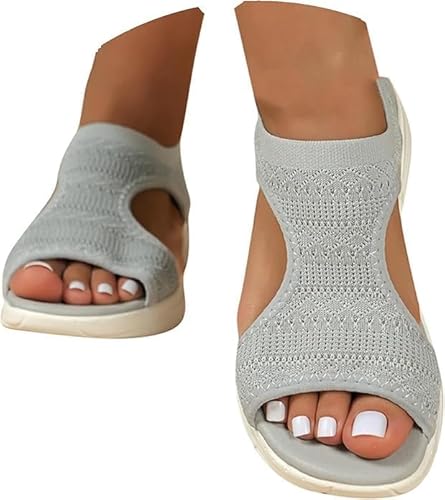 EQWIGKEIT Damen Sandalen Sommer Mesh Orthopädische Schuhe Bequem Waschbare Slingback Orthopädische Slide Sport Sandalen mit Fussbett Outdoor Sommerschuhe Casual Plateau Sandaletten von EQWIGKEIT