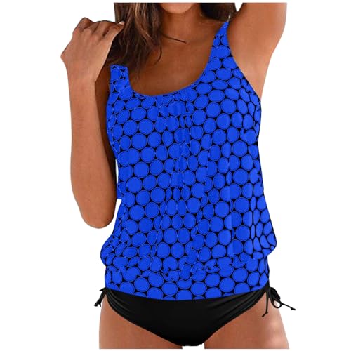 EQWIGKEIT Tankini Damen Bauchweg Push Up Bademode Drucken Zweiteiler Schwimmanzug Große Größen Oberteil Mit Badeshorts Hoher Taille Strandmode von EQWIGKEIT