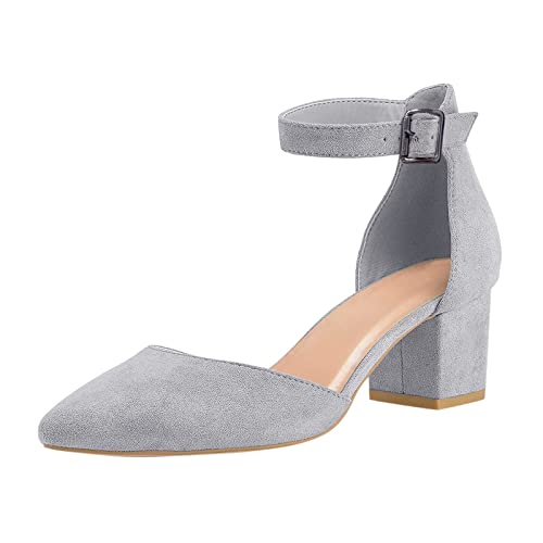 EQWIGKEIT Damen Pumps Slip on Mit Riemen Brautschuhe Stöckelschuhe Mit Hohem Blockabsatz Und Geschlossener Abendschuhe Spangenpumps Mit Hohem Elegant Hochzeitsschuhe Riemchenpumps von EQWIGKEIT