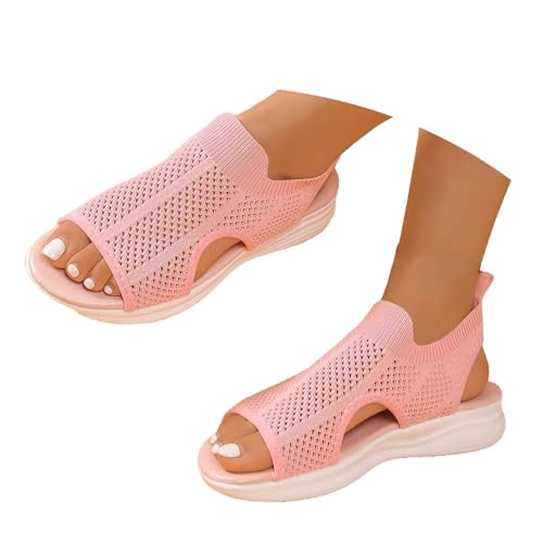 EQWIGKEIT Damen Sandalen Sommer Mesh Orthopädische Schuhe Bequem Waschbare Slingback Orthopädische Slide Sport Sandalen mit Weiche Fussbett Outdoor Wassersandalen Casual Strick Sommerschuhe von EQWIGKEIT