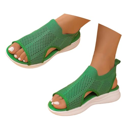 EQWIGKEIT Damen Sandalen Sommer Mesh Orthopädische Schuhe Bequem Waschbare Slingback Orthopädische Slide Sport Sandalen mit Weiche Fussbett Outdoor Wassersandalen Casual Strick Sommerschuhe von EQWIGKEIT