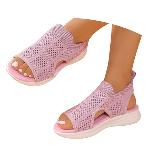 EQWIGKEIT Damen Sandalen Sommer Mesh Orthopädische Schuhe Bequem Waschbare Slingback Orthopädische Slide Sport Sandalen mit Weiche Fussbett Outdoor Wassersandalen Casual Strick Sommerschuhe von EQWIGKEIT