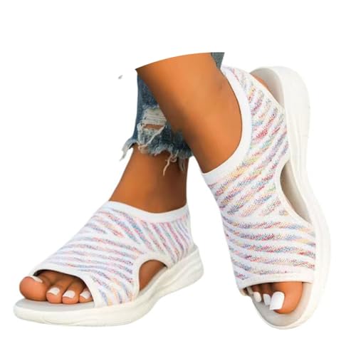 EQWIGKEIT Damen Sandalen Sommer Mesh Orthopädische Schuhe Bequem Waschbare Slingback Orthopädische Slide Sport Sandalen mit Weiche Fussbett Outdoor Wassersandalen Casual Strick Sommerschuhe von EQWIGKEIT