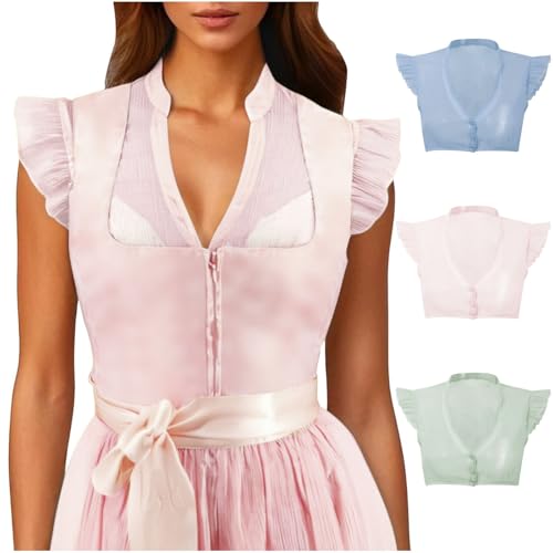 EQWIGKEIT Dunkelblaue Dirndlbluse Dirndl Bluse Schwarz Trachtenblusen Für Damen Spitze Puffärmel Weiß Transparent Weiss Trachtenbluse Große Größen 50 Chiffon Blau Durchsichtig Grün Flügelärmel von EQWIGKEIT
