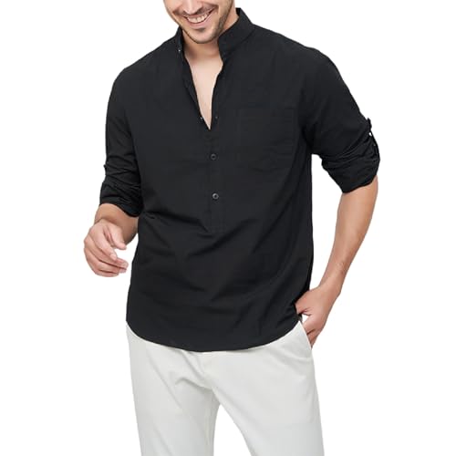 EQWIGKEIT Herren Hemden, Business Hemd Herren Langarmhemd Bügelfrei Sommerhemd Modische Regular Fit Herrenhemden Trachtenhemd Casual Hemdjacke Passform Langarm Freizeithemden Businesshemd von EQWIGKEIT