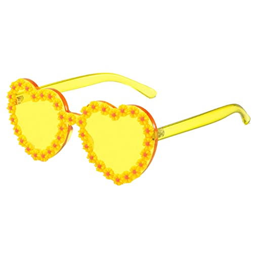 EQWIGKEIT Herz Sonnenbrille, Sonnenbrille Party Unisex, Vintage Mode Herz Sonnenbrille, Hippie Retro Heart Shaped Sunglasses mit UV-Schutz für Festivals und Reisen von EQWIGKEIT