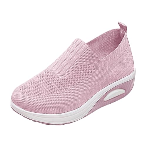 EQWIGKEIT Laufschuhe Damen, Slip On Sportschuhe Klassisch Turnschuhe Atmungsaktiv Mesh Schuhe Walkingschuhe Leichte Straßenlaufschuhe Fitness Wanderschuhe Freizeitschuhe Outdoor Sneaker von EQWIGKEIT