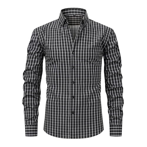 EQWIGKEIT Oktoberfest Herren Outfit, Trachtenhemd Herren Langarm Rot Weiß Kariertes Hemd Bügelfrei Modern Fit Karohemd Business Kent-Kragen Herrenhemden Button Down Trachtenshirt Oktoberfest Outfit von EQWIGKEIT