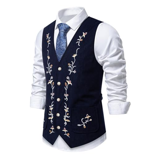 EQWIGKEIT Oktoberfest Herren Outfit Trachten Lodenweste Regular Fit Anzugweste Ärmellos Trachtenmode Weste Elegante Herrenweste Klassische Vintage von EQWIGKEIT