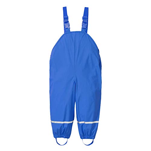 EQWIGKEIT Regenhose Kinder Ungefüttert Matschhose Winddicht Reflektierende Streifen Buddelhose Anglerhose mit Hosenträgern Atmungsaktive Regenlatzhose Regenkleidung Sommer Unisex Outdoorhose von EQWIGKEIT