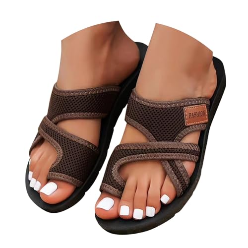 EQWIGKEIT Sandalen Damen Sommer Mesh Strandsandalen Bequeme Orthopädische Big Toe Hallux Valgus Schuhe Strand Flip Flops Frauen Zehentrenner Sandaletten Pantoletten von EQWIGKEIT