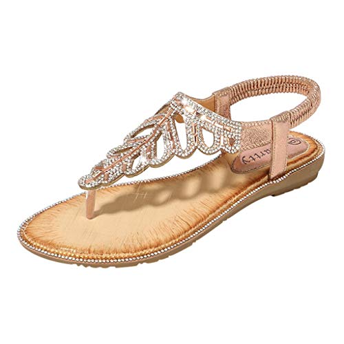 EQWIGKEIT Sandalen Damen Sommer T-Riemen Zehentrenner Elegante Schöne Sandals Sommer Weichen Sohlen Flip Flops Leichte Strandsandalen Damen Weiche Sohl Sommerschuhe Flach Bequeme Sandaletten von EQWIGKEIT