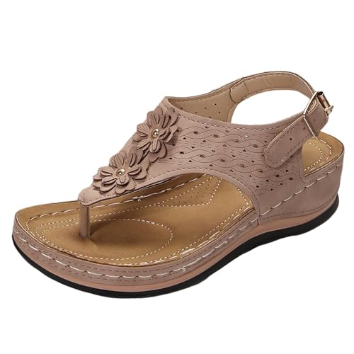 EQWIGKEIT Sandalen Damen Sommer T-Riemen Zehentrenner Offene Zehe Sandals Sommer Weiche Sohl Sandaletten Weichen Sohlen Sommerschuhe Elegante Schöne Leichte Strandsandalen Damen Flach Flip Flops von EQWIGKEIT