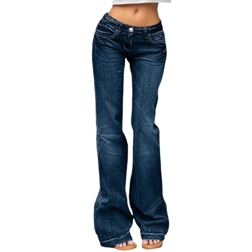 EQWIGKEIT Schlaghose Damen, Flared Jeans Für Damen Low Waist Y2K Schlaghose Jeanshose Stretch Skinny Denim Hose Boyfriend Bootcut Damenjeans Vintage Teenager Mädchen Streetwear von EQWIGKEIT