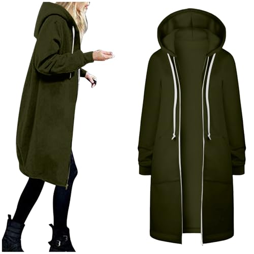 EQWIGKEIT Sweatjacke Damen Lange Sweatshirt Jacke Casual Lose Hoodie mit Kapuze Cardigan Warm Langarm Kapuzenjacke Einfarbig Elegant Fleecejacke Kapuzenpullover Mantel mit Taschen Outwear EQWIGKEIT Sweatjacke Damen Lange Sweatshirt Jacke Casual Lose Hoodie mit Kapuze Cardigan Warm Langarm Kapuzenjacke Einfarbig Elegant Fleecejacke Kapuzenpullover Mantel mit Taschen Outwear von EQWIGKEIT