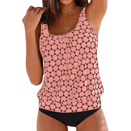 EQWIGKEIT Tankini Damen, Tankini Damen Bauchweg Push Up Bademode Drucken Zweiteiler Schwimmanzug Große Größen Oberteil Mit Badeshorts Hoher Taille Strandmode von EQWIGKEIT