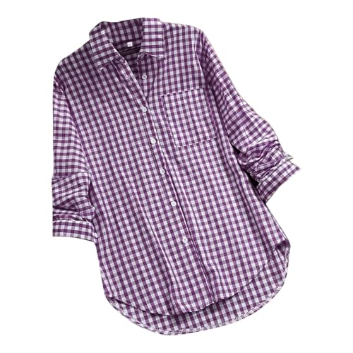 EQWIGKEIT Trachtenbluse Damen, Trachtenbluse Damen Kariert Bluse Große Größen Hemdbluse Rot/Weiss Karohemd Langarm Elegante Trachten Oberteile Casual V-Ausschnitt Oktoberfest Outfit von EQWIGKEIT